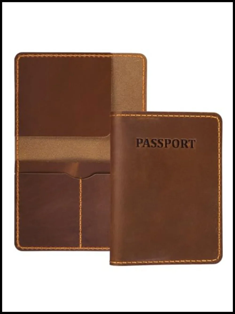 Genuine Leather Passport Holder with Card Slots and Pocket for Travel